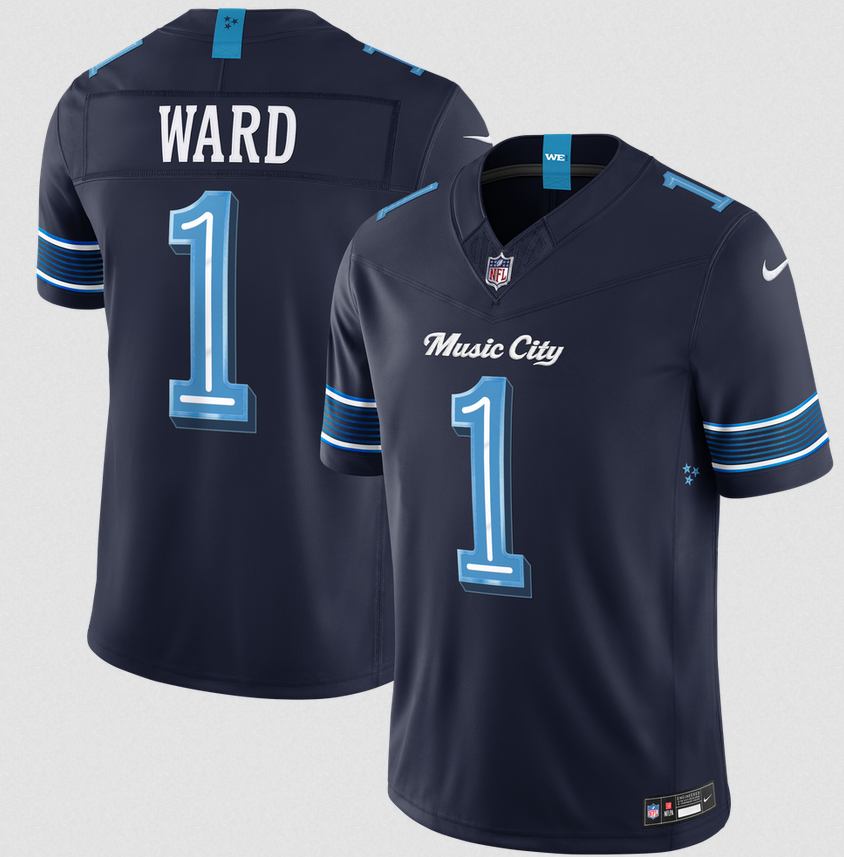 Men Tennessee Titans #1 Cameron Ward Nike Navy NFL 2026 Rivalries Collection limited Jersey